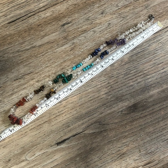 STERLING Turquoise Amethyst Lapis Malachite Agate Tigers Eye Necklace 27” - Picture 10 of 11